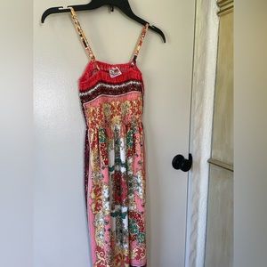 This is a stretchy and very colorful, comfortable dress!